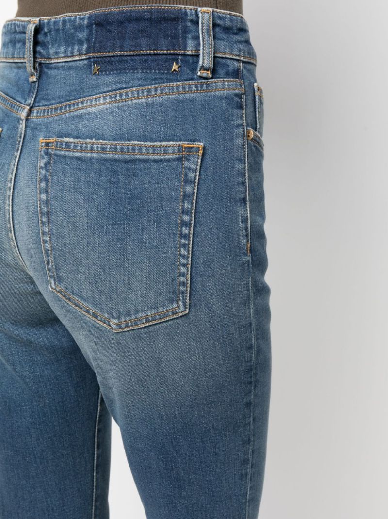 Blue Washed-effect Wide-leg Jeans