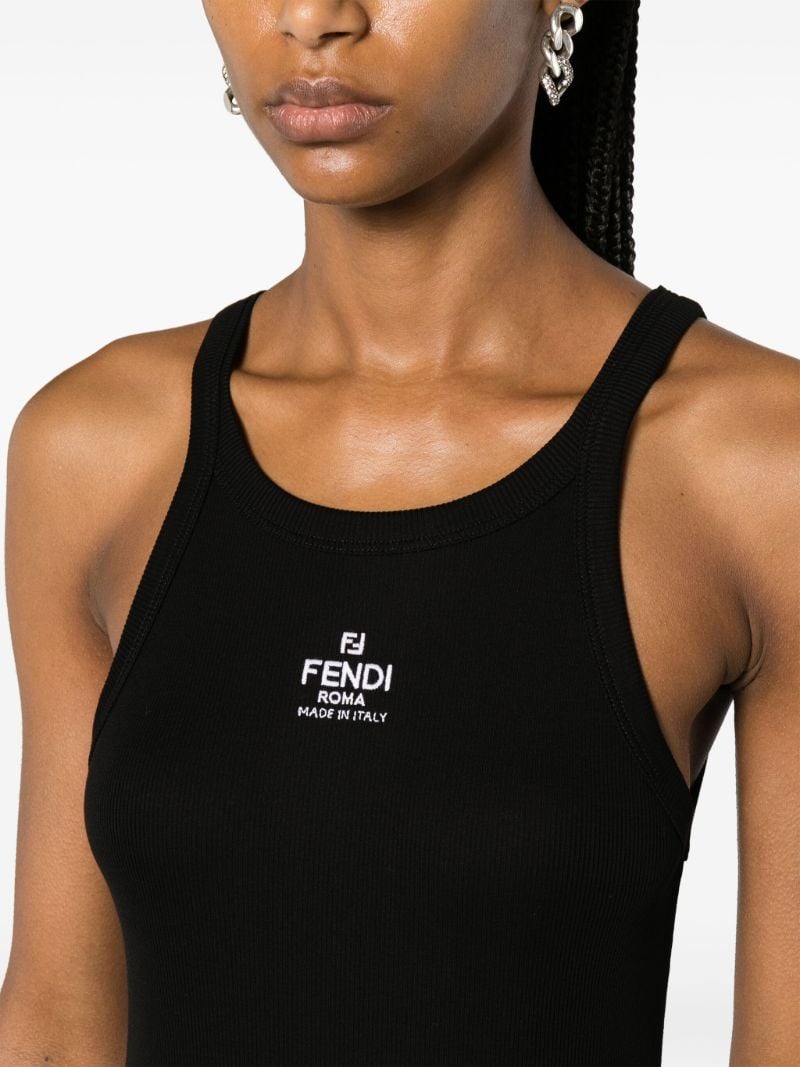 Black Logo-embroidered Cotton Minidress