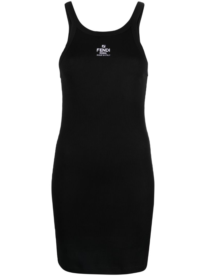 Black Logo-embroidered Cotton Minidress