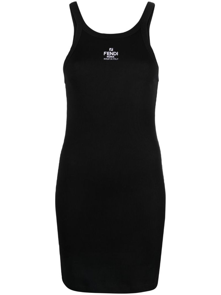 Black Logo-embroidered Cotton Minidress