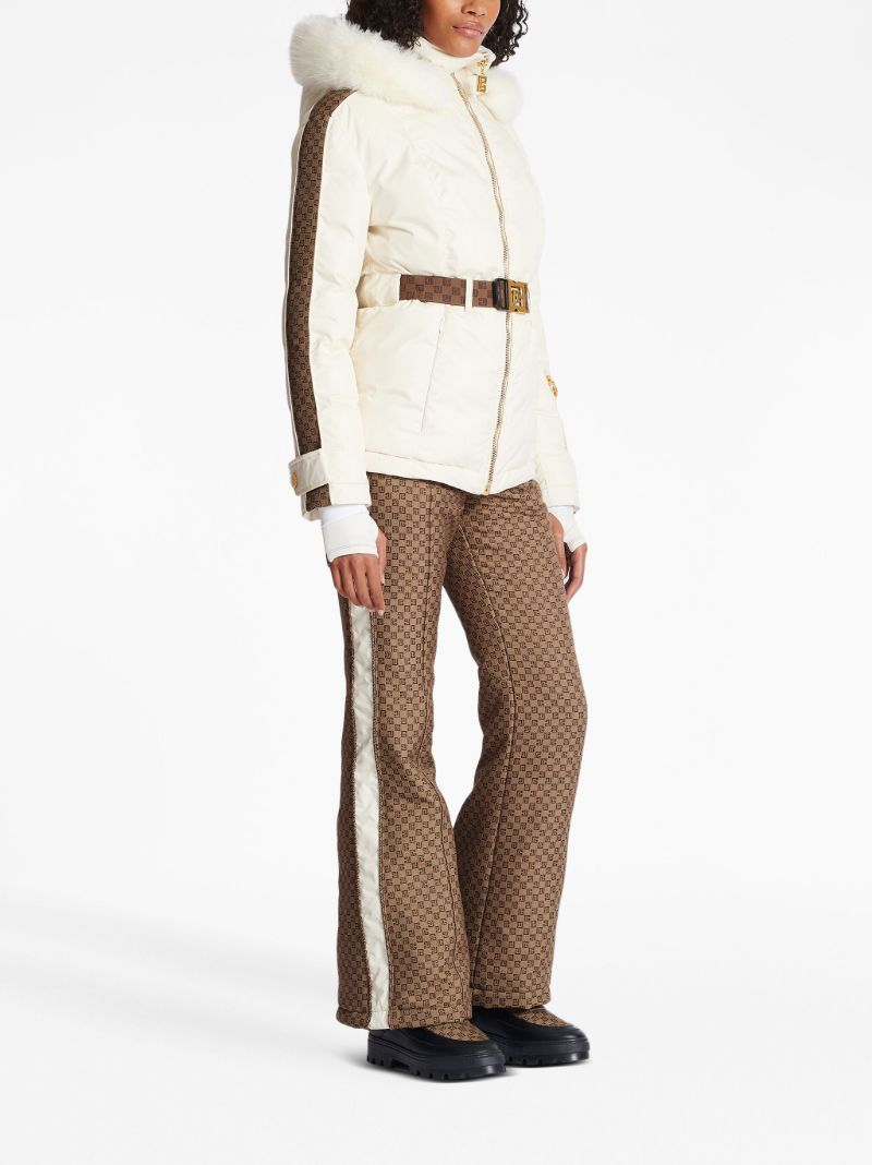 White Pb Belted Padded Ski Jacket