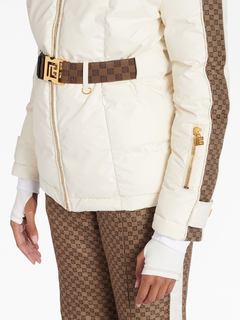 White Pb Belted Padded Ski Jacket