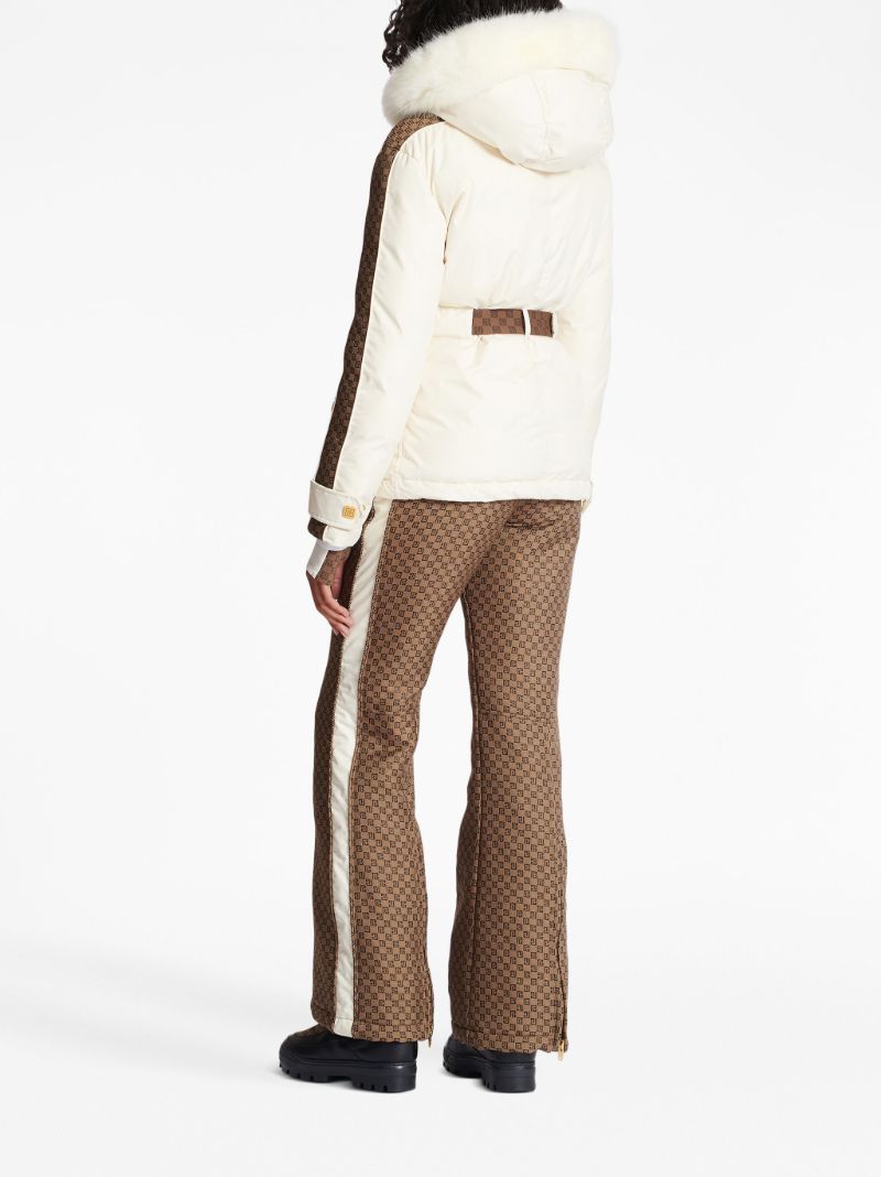 White Pb Belted Padded Ski Jacket