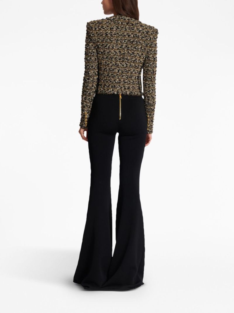 Black Cropped Lurex Tweed Jacket