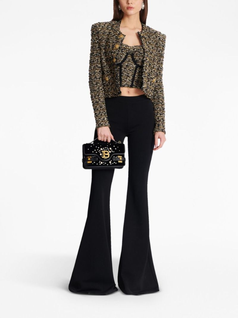 Black Cropped Lurex Tweed Jacket