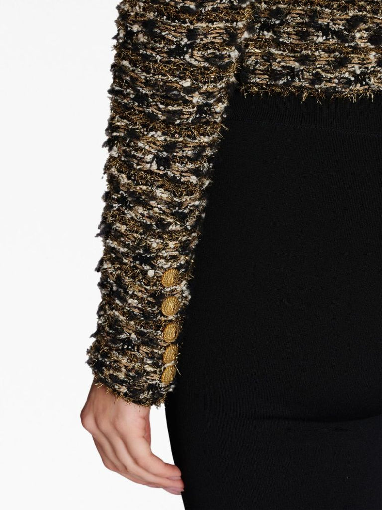 Black Cropped Lurex Tweed Jacket