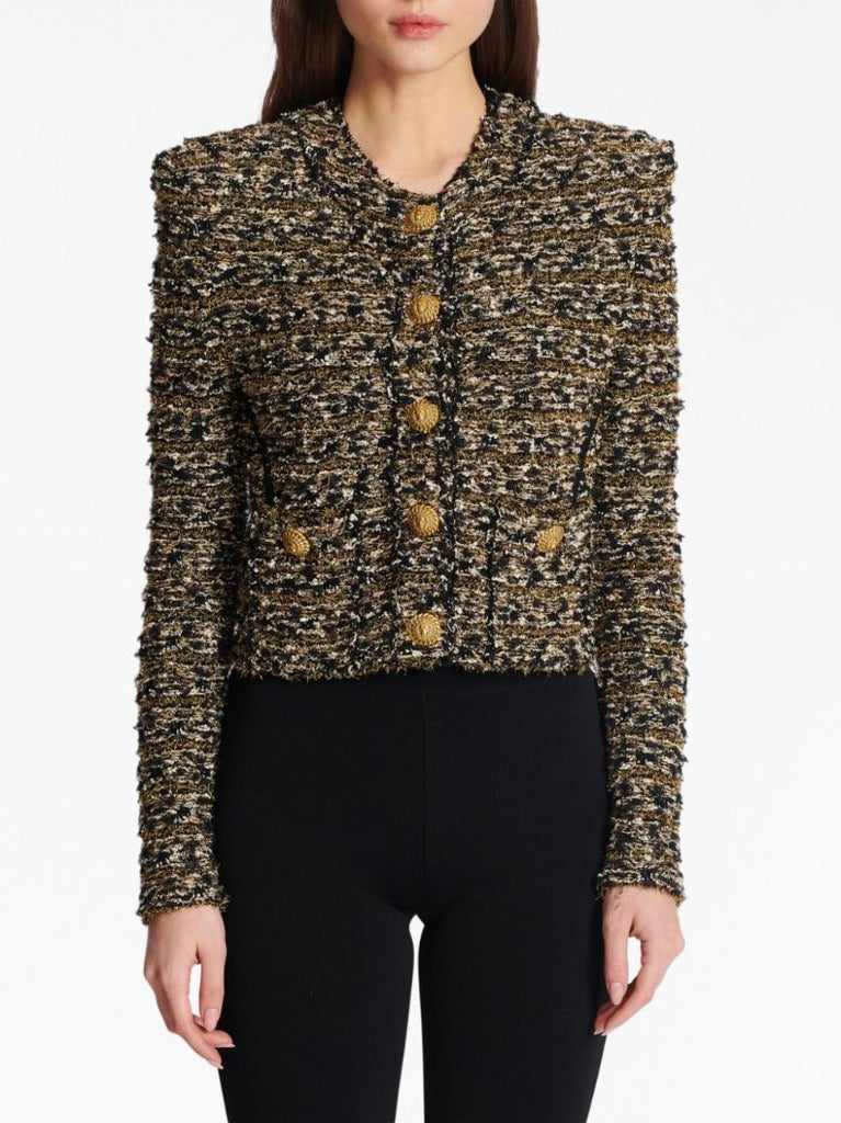 Black Cropped Lurex Tweed Jacket