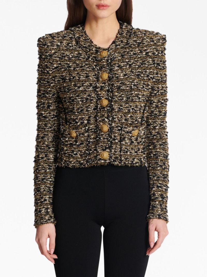 Black Cropped Lurex Tweed Jacket