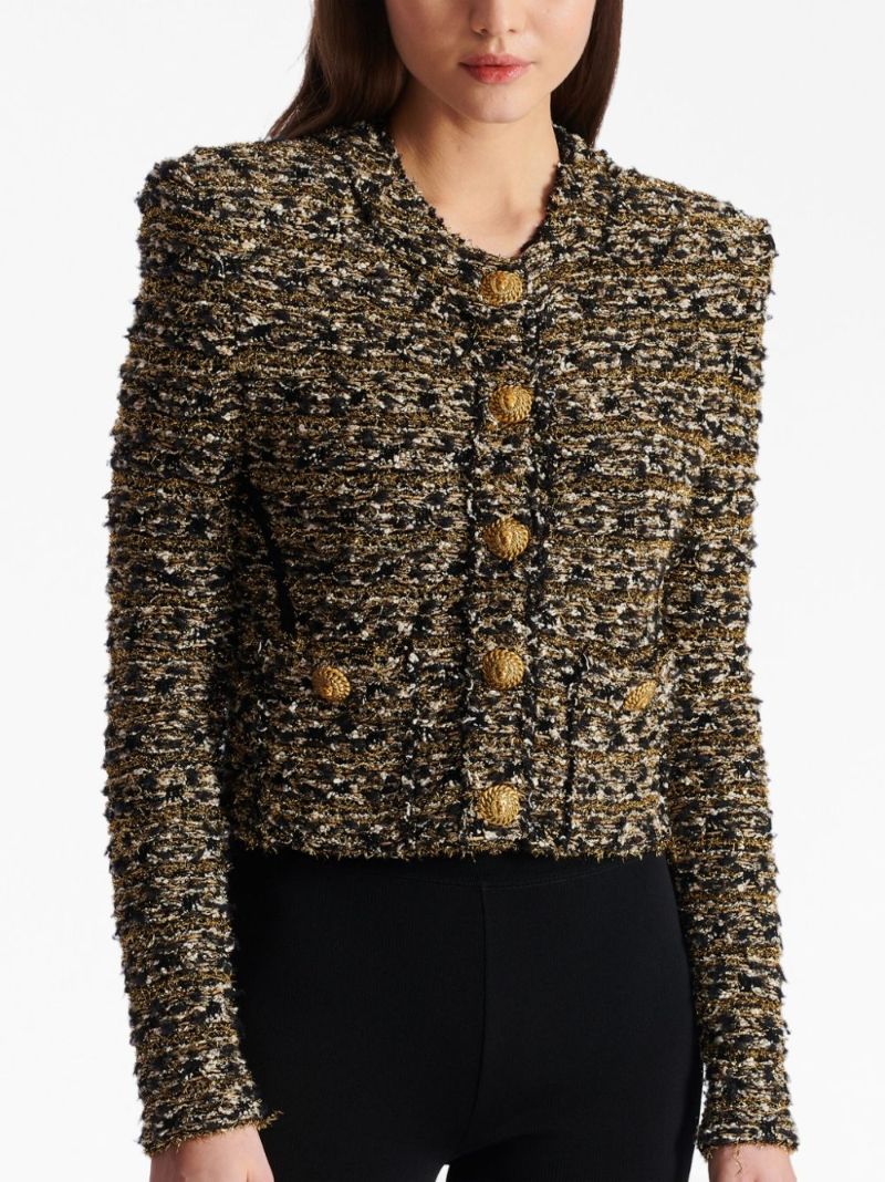 Black Cropped Lurex Tweed Jacket