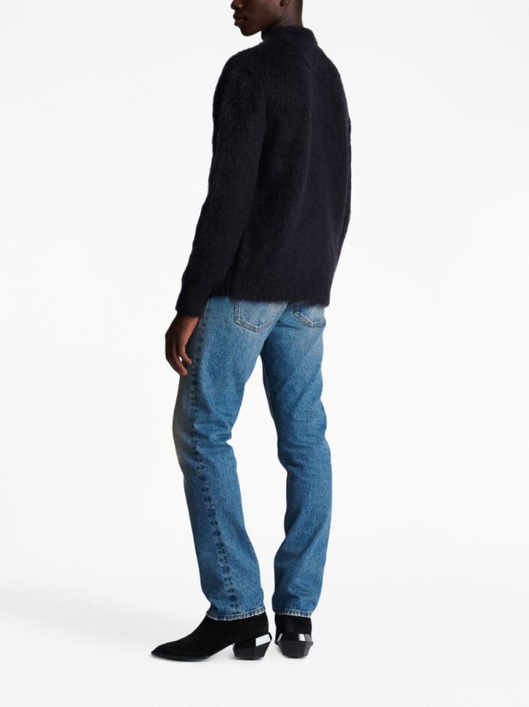 Black Logo-intarsia Brushed Sweater