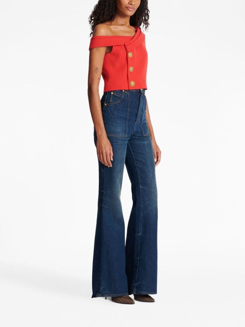 Red Asymmetric Crop Top