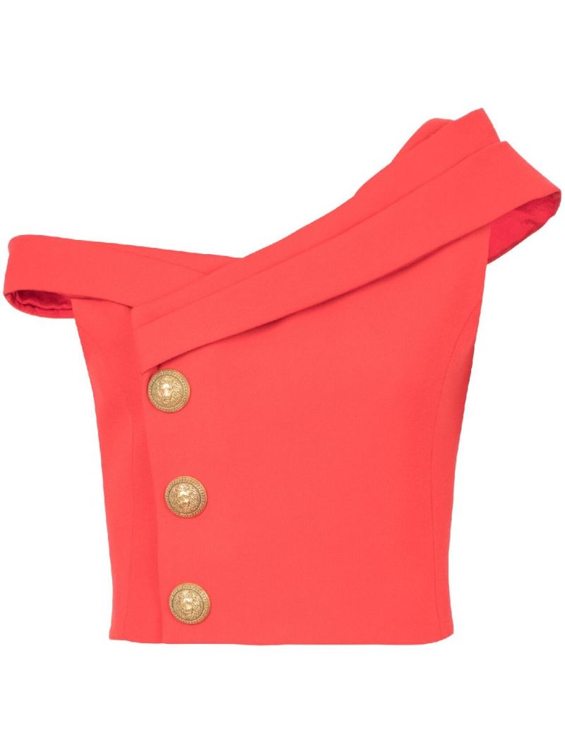 Red Asymmetric Crop Top