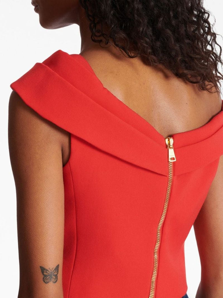 Red Asymmetric Crop Top
