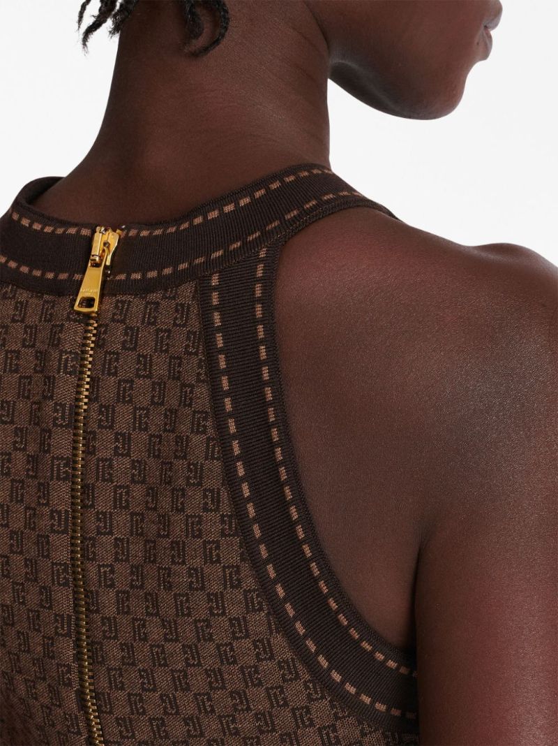 Brown Monogram-jacquard Wool Top