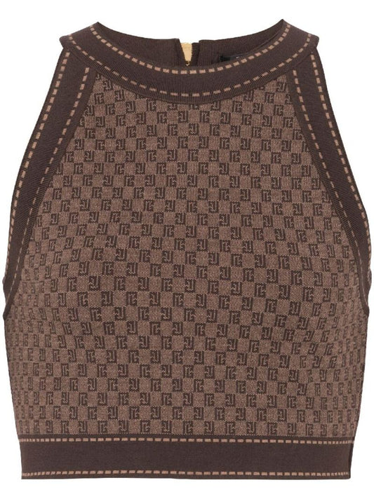 Brown Monogram-jacquard Wool Top