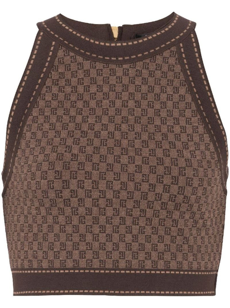 Brown Monogram-jacquard Wool Top