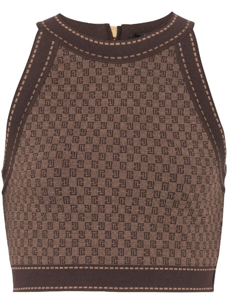 Brown Monogram-jacquard Wool Top