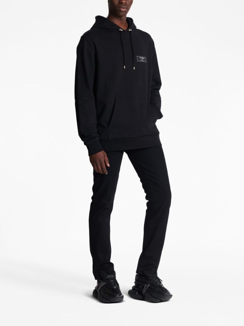 Black Logo-patch Cotton Hoodie
