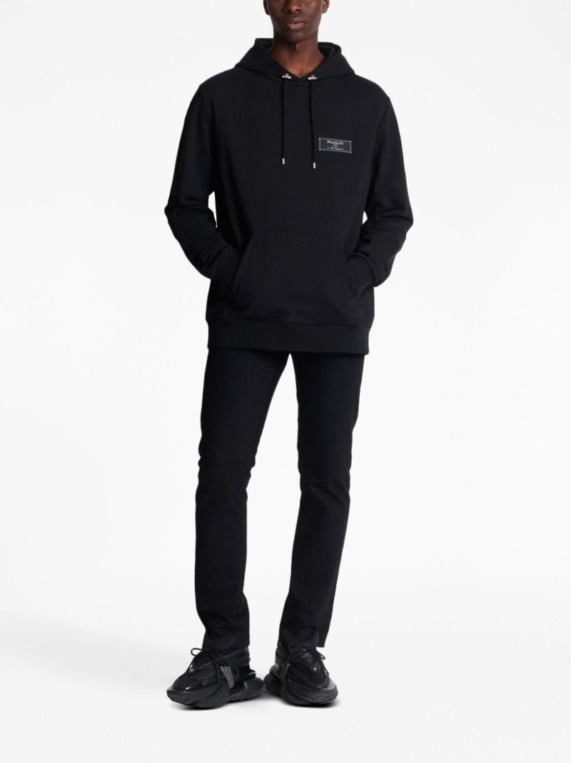 Black Logo-patch Cotton Hoodie