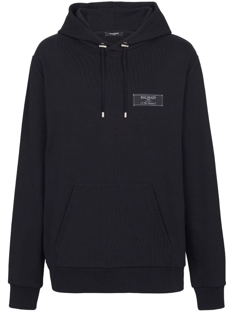 Black Logo-patch Cotton Hoodie