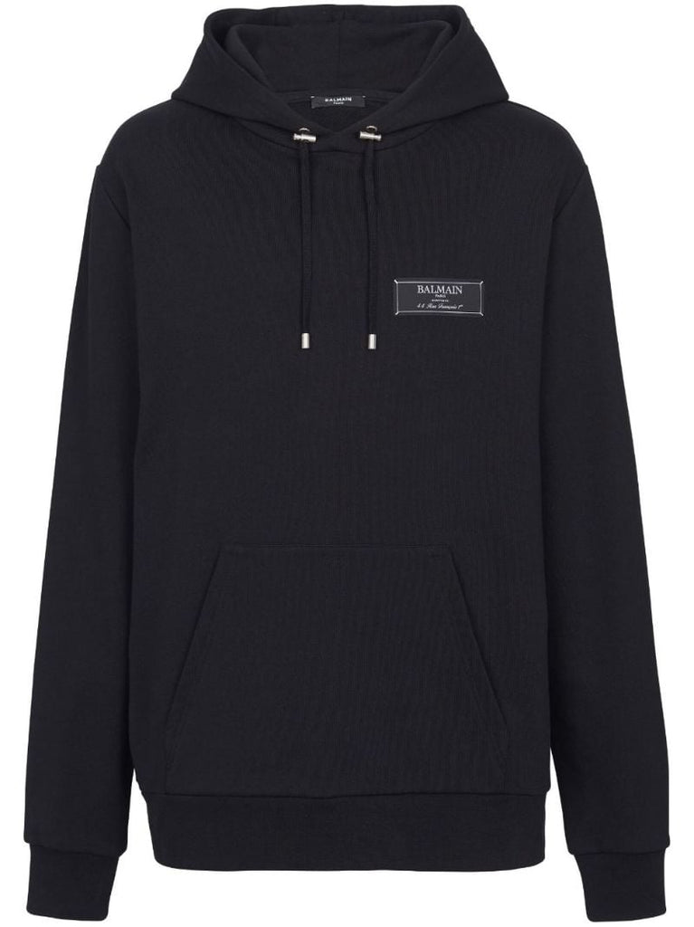 Black Logo-patch Cotton Hoodie