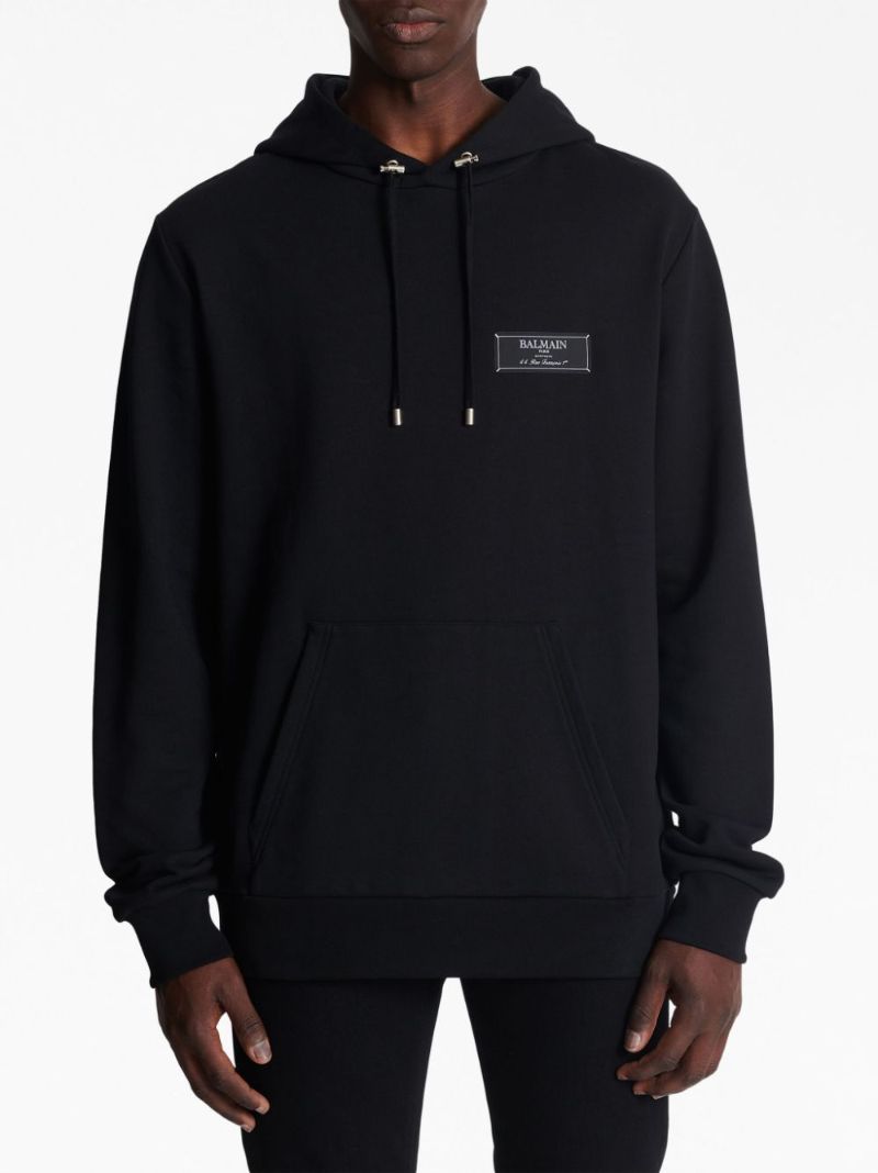 Black Logo-patch Cotton Hoodie