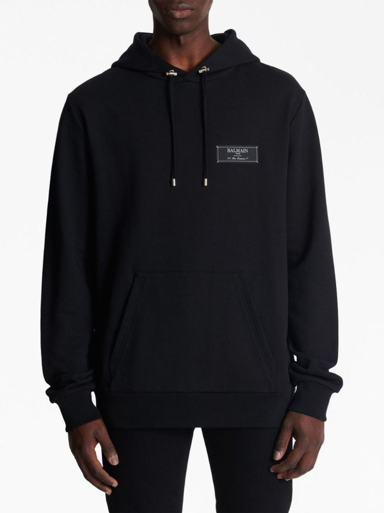 Black Logo-patch Cotton Hoodie