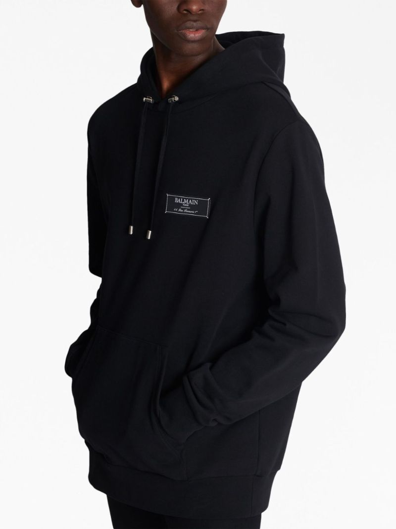 Black Logo-patch Cotton Hoodie