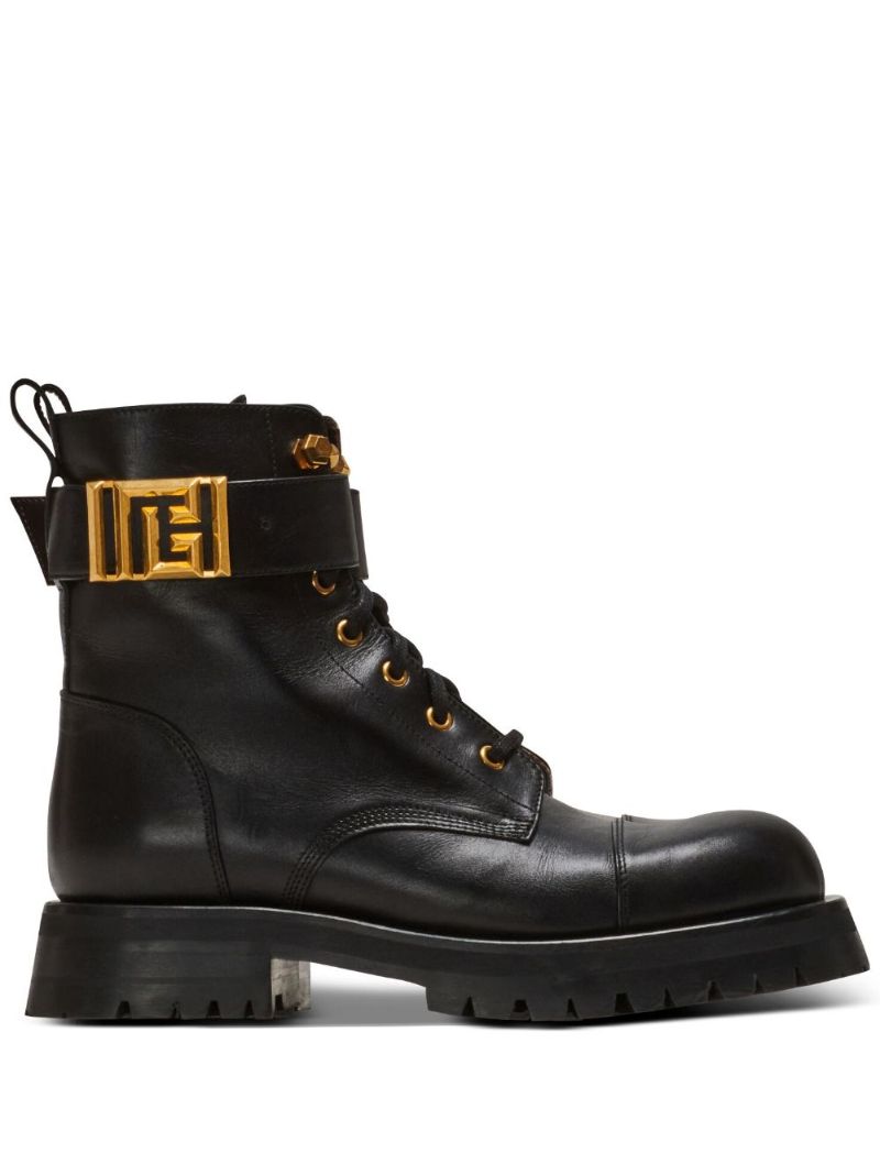 Black Romy Leather Lace-up Boots