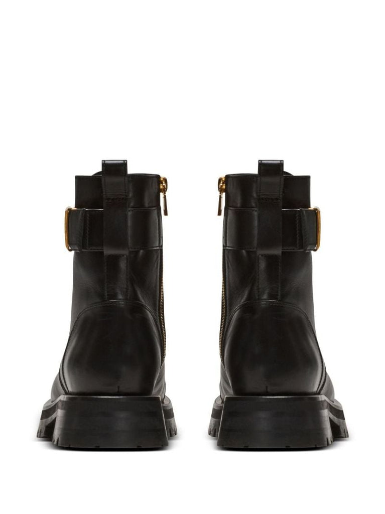 Black Romy Leather Lace-up Boots