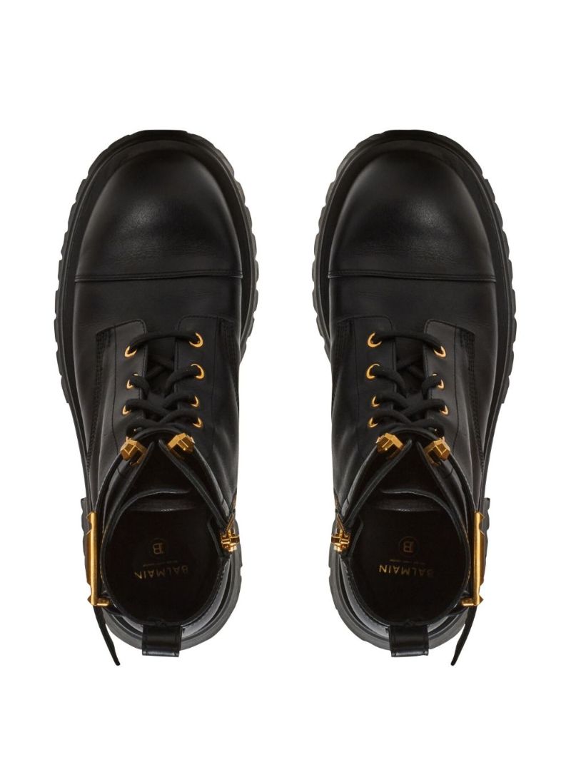 Black Romy Leather Lace-up Boots