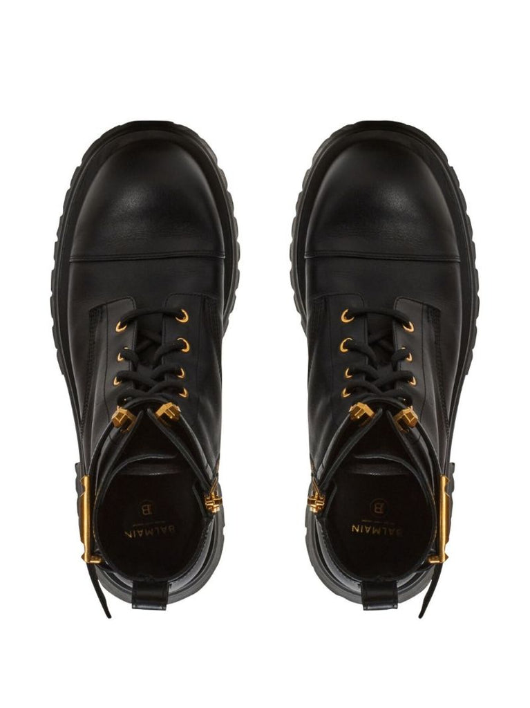 Black Romy Leather Lace-up Boots