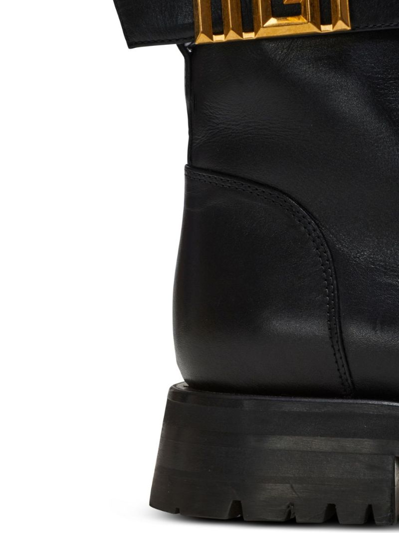 Black Romy Leather Lace-up Boots