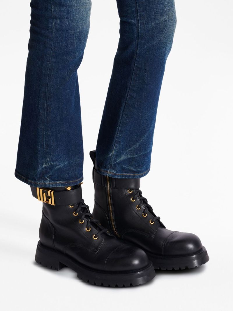 Black Romy Leather Lace-up Boots