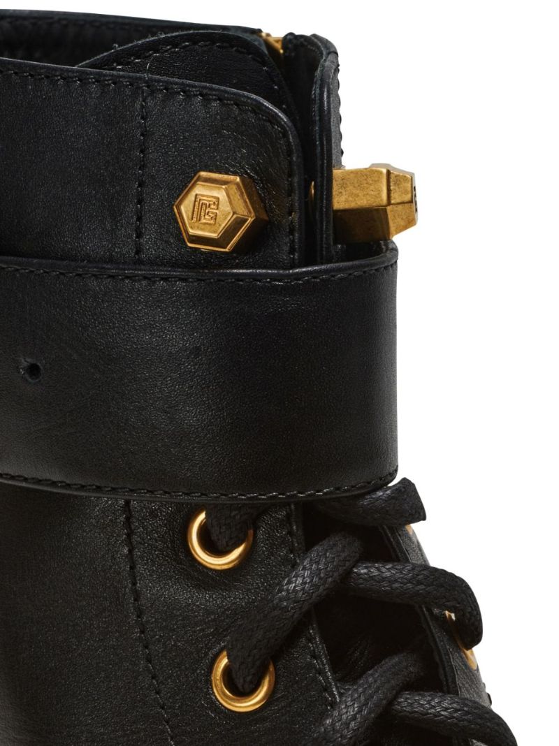 Black Romy Leather Lace-up Boots