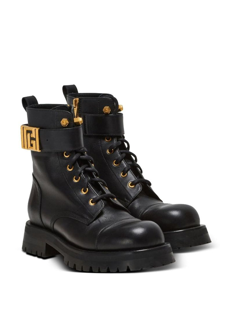 Black Romy Leather Lace-up Boots