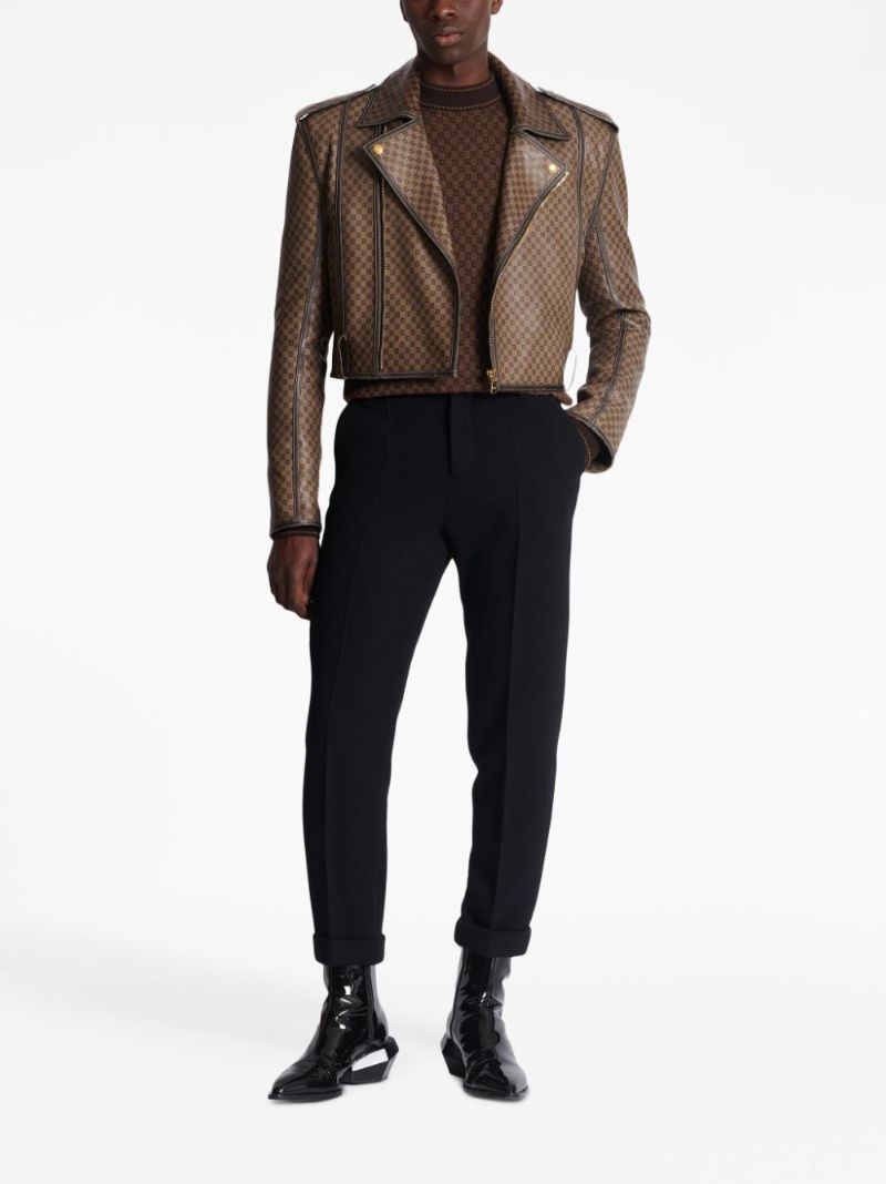 Brown Monogram Jacquard Wool Sweater