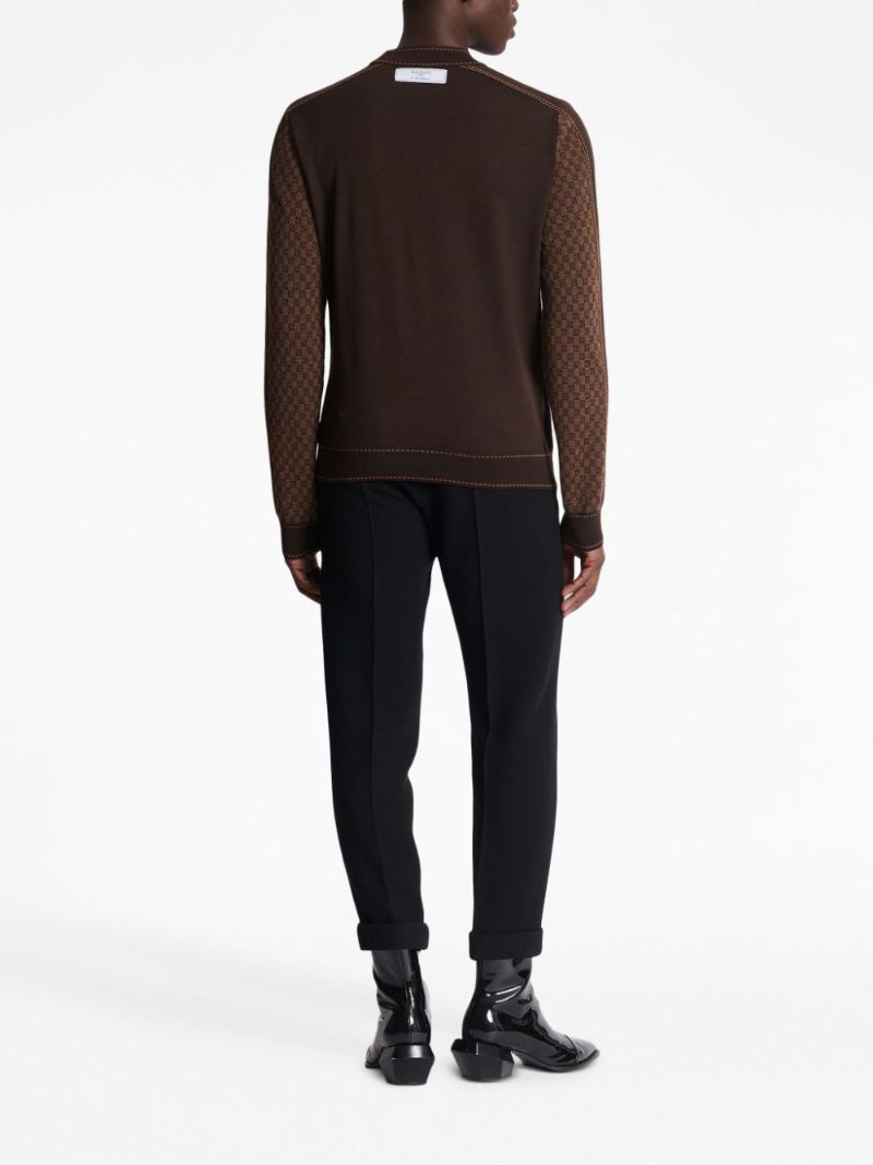 Brown Monogram Jacquard Wool Sweater