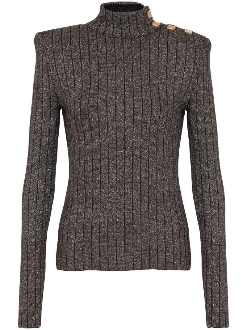 Grey Ribbed-knit Sweater