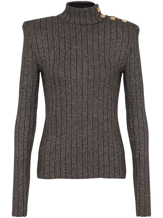 Grey Ribbed-knit Sweater