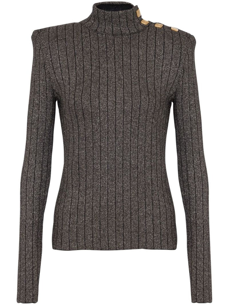 Grey Ribbed-knit Sweater