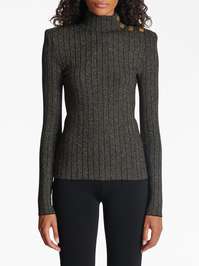 Grey Ribbed-knit Sweater