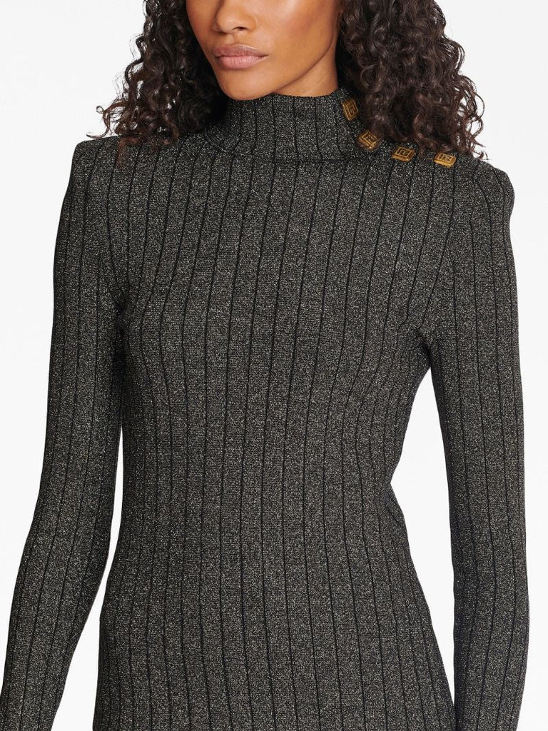Grey Ribbed-knit Sweater