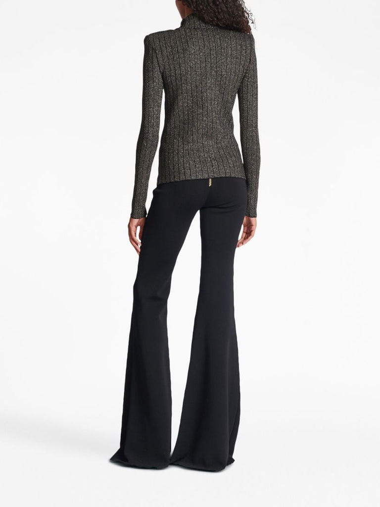 Grey Ribbed-knit Sweater