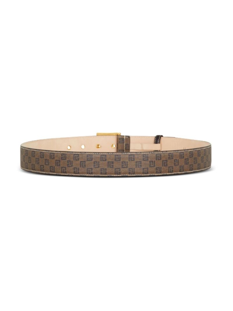 Brown Logo Plaque Monogram Belt