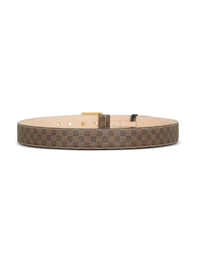 Brown Logo Plaque Monogram Belt