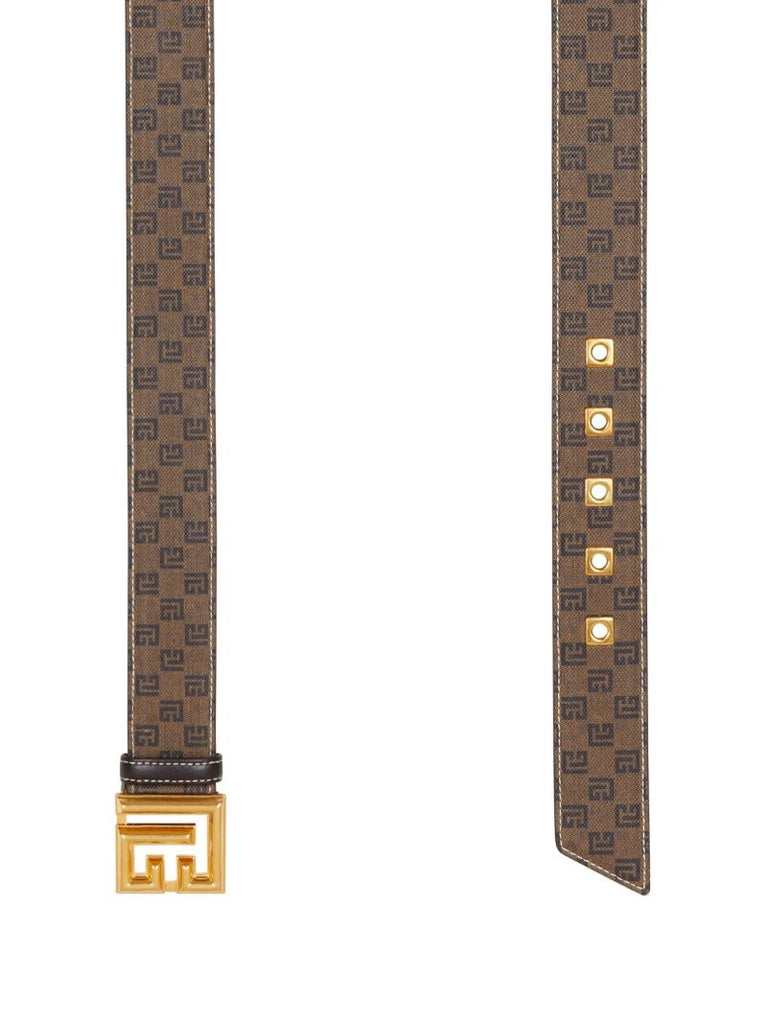 Brown Logo Plaque Monogram Belt