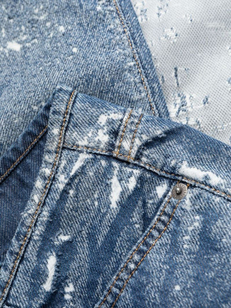Blue Sheer Panelling Flared Jeans