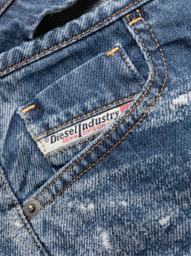 Blue Sheer Panelling Flared Jeans