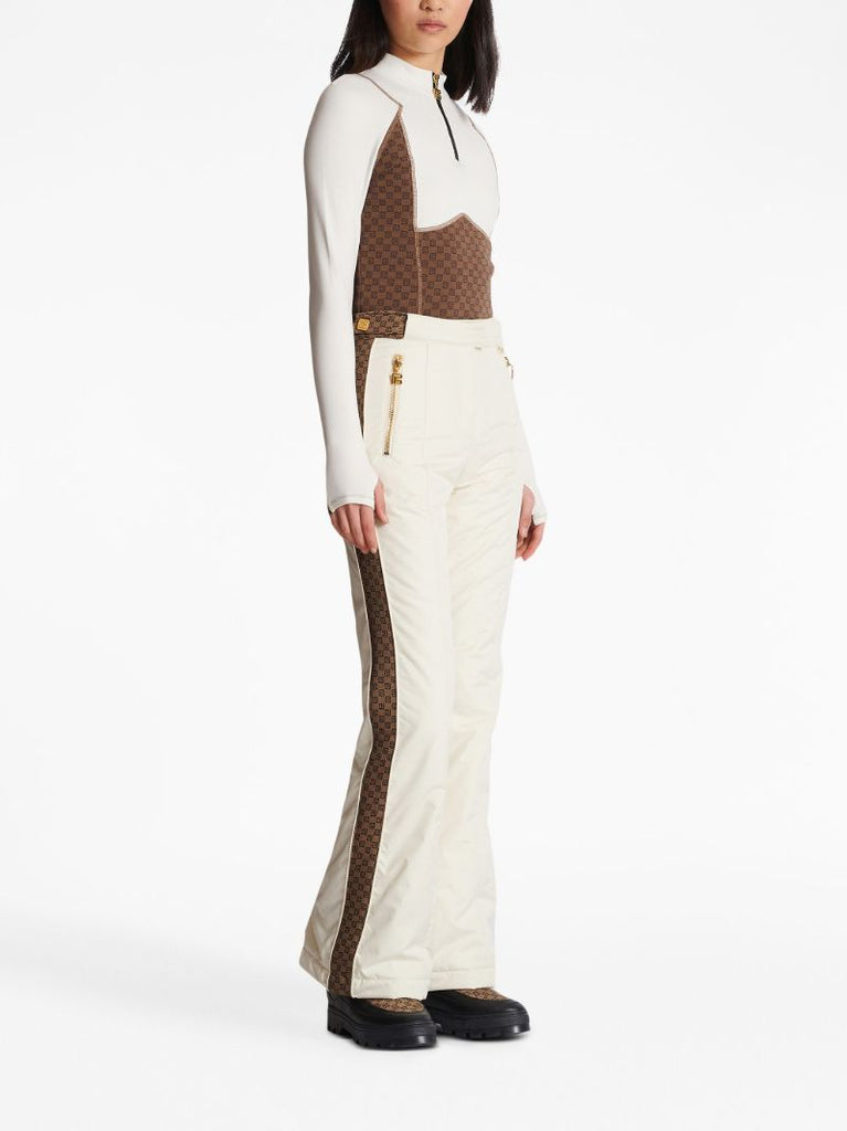 White Flared Monogram Ski Trousers